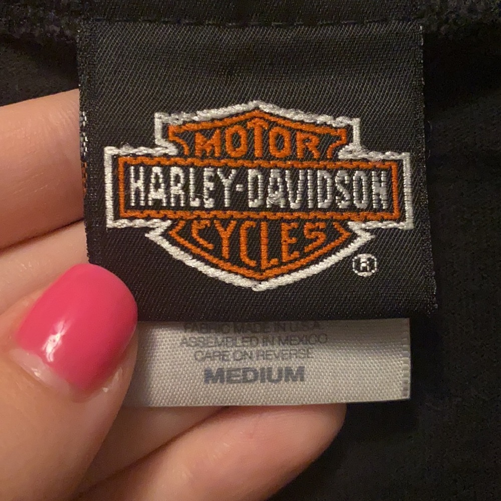 Harley Davidson 1998 Vintage Rare Medium Black Short Sleeve V-Neck Shirt - Picture 7 of 7